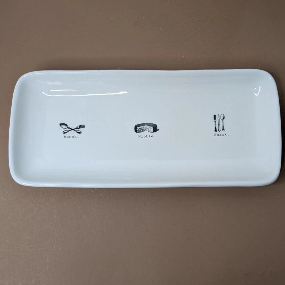 Rae Dunn Artisan Collection "Munch Nibble Snack" Rectangle Serving Platter 13"x6